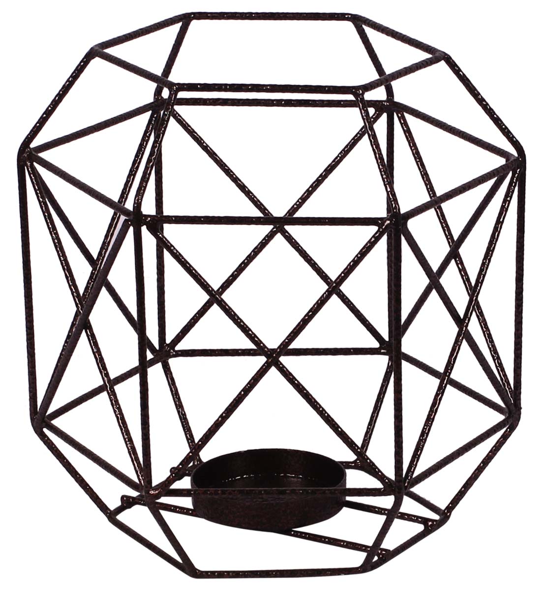 Chocolate Brown Tea-Light Candle Holder – Cast in Iron – 3D Geometric Design – Unique Votive Candle Stands – Home Décor  - Buy in Bulk Wholesale